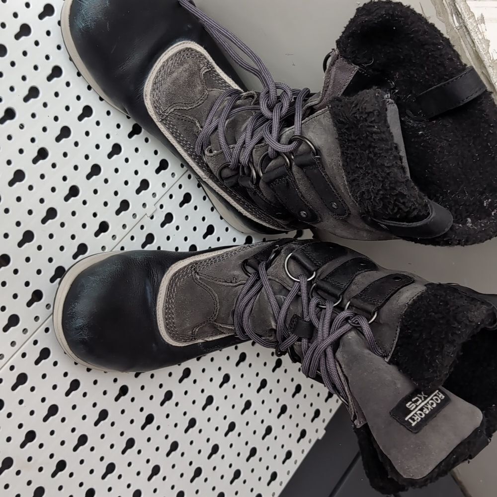 Rockport thinsulate grey leather upper lace up tall boots size 7.5 - Picture 3 of 7